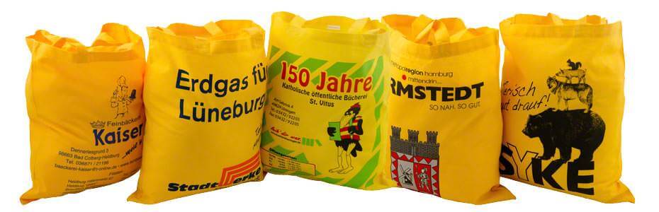 Beispiele für Baumwolltaschen gelb 2 kurze Henkel