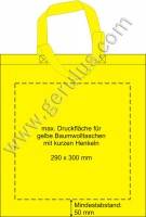 Druckspiegel gelbe Baumwolltaschen kurze Henkel 29x30 cm