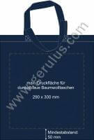 Druckspiegel für dunkelblaue Stofftaschen mit kurzen Henkeln