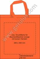 Druckspiegel Stoffbeutel orange kurze Henkel