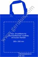 Druckspiegel royalblaue Stofftaschen mit kurzen Henkeln