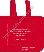 Druckspiegel für rote Non-Woven-Taschen mit Boden- und Seitenfalte