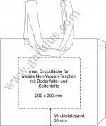 Druckspiegel für weisse Non-Woven-Taschen mit Boden-und Seitenfalte