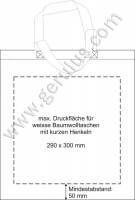 Druckspiegel weiße Baumwolltaschen mit kurzen Henkeln